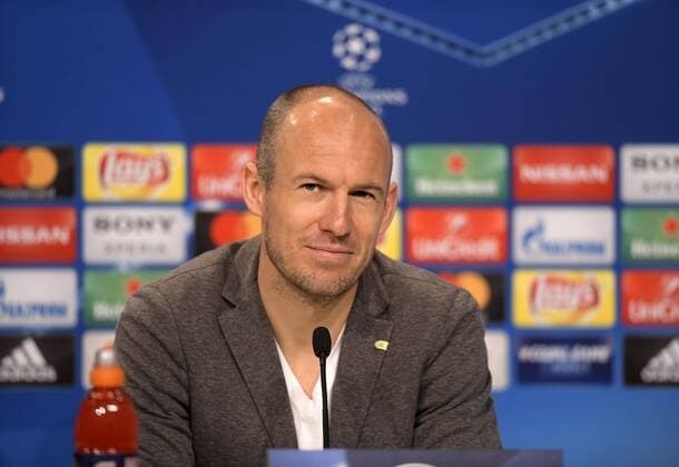 10 4 2018 Football Champions League 2017 2018 FC Bayern Munich Press conference in the Allianz Arena before the Champions League match against Sevilla Arjen Robben Bayern Munich at the PK
