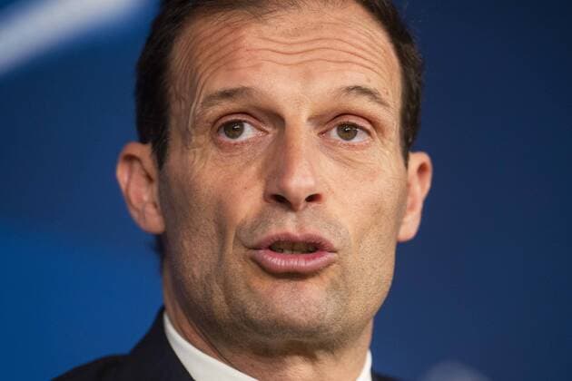 Juventus coach Massimiliano Allegri during press conference PK Pressekonferenz the day before Champions League match between Real Madrid and Juventus at Santiago Bernabeu Stadium in Madrid, Spain. April 10, 2018.  (20180410031)