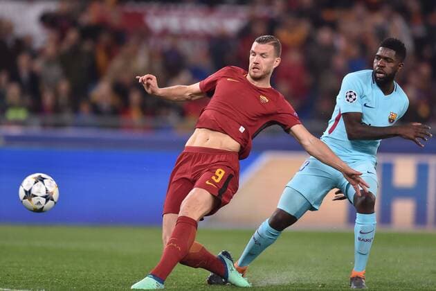 Gol di Edin Dzeko Roma. Goal celebration Roma 10-04-2018 Stadio Olimpico Champions League, Quarti di Finale. AS Roma - Barcellona AS Roma - Barcelona Foto Antonietta Baldassarre Insidefoto AntoxBaldassarre