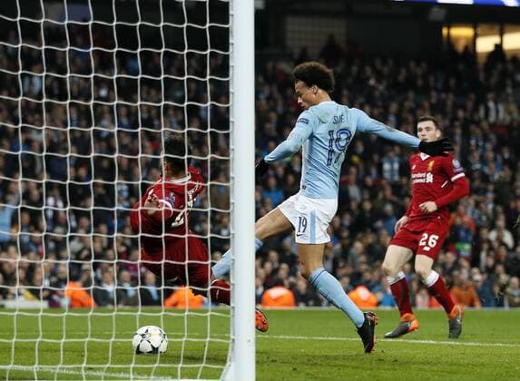 Manchester City s Leory Sane sees his goal disallowed during the Champions League Quarter Final 2nd Leg match at the Etihad Stadium, Manchester. Picture date: 10th April 2018. Picture credit should read: David Klein Sportimage EDITORIAL USE ONLY. No use with unauthorised audio, video, data, fixture lists, club league logos or live services. Online in-match use limited to 120 images, no video emulation. No use in betting, games or single club league player publications.