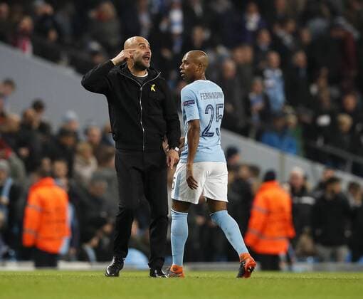 Manchester City s Pep Guardiola argues with referee Antonio Mateu Lahoz at half time during the Champions League Quarter Final 2nd Leg match at the Etihad Stadium, Manchester. Picture date: 10th April 2018. Picture credit should read: David Klein Sportimage EDITORIAL USE ONLY. No use with unauthorised audio, video, data, fixture lists, club league logos or live services. Online in-match use limited to 120 images, no video emulation. No use in betting, games or single club league player publications.