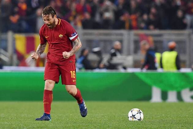 As Roma 10 04 2018 - Champions League Roma-Barcellona foto Antonello Sammarco Image nella foto: esultanza gol Daniele De Rossi 