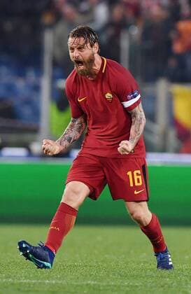 As Roma 10 04 2018 - Champions League Roma-Barcellona foto Antonello Sammarco Image nella foto: esultanza gol Daniele De Rossi 