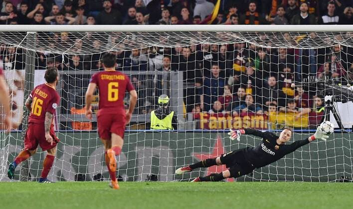 Bilder des Tages - SPORT As Roma 10 04 2018 - Champions League Roma-Barcellona foto Antonello Sammarco Image nella foto: gol Daniele De Rossi 