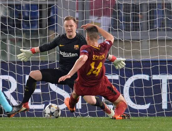 Bilder des Tages - SPORT April 10, 2018 - Rome, Italy - Patrik Schick during the UEFA Champions League quarter final match between AS Roma and FC Barcelona Barca at the Olympic stadium on April 10, 2018 in Rome, Italy. AS Roma v FC Barcelona - UEFA Champions League Quarter Final Second Leg  - ZUMAn230 20180410_zaa_n230_252 Copyright: xSilviaxLorex