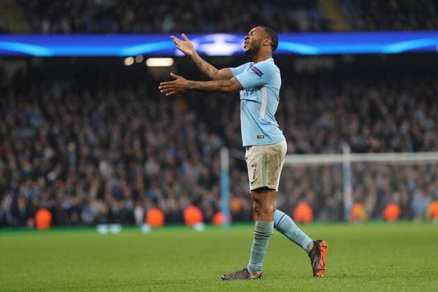 Manchester City v Liverpool UEFA Champions League Quarter Final Raheem Sterling of Manchester City shows his frustration after he fails to control the ball against Liverpool during the UEFA Champions League Quarter Final match at the Etihad Stadium, Manchester. Content Not Available For UK Newspapers Copyright: xMichaelxSedgwickx FIL-11629-0021