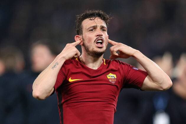 Fußball, CL, AS Rom bezwingt FC Barcelona Esultanza fine gara di Alessandro Florenzi Roma celebration Roma 10-04-2018 Stadio Olimpico Champions League, Quarti di Finale. AS Roma - Barcellona AS Roma - Barcelona Foto Luca Pagliaricci Insidefoto LucaxPagliaricci