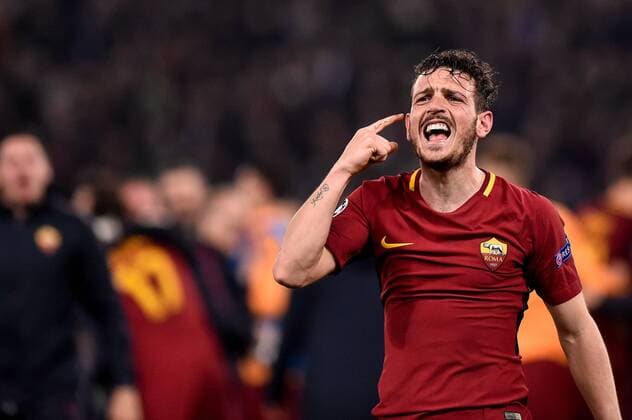 Fußball, CL, AS Rom - FC Barcelona April 10, 2018 - Rome, Italy - Alessandro Florenzi of Roma celebrates at the end of the UEFA Champions League Quarter Final match between Roma and FC Barcelona Barca at Stadio Olimpico, Rome, Italy on 10 April 2018. Roma v FC Barcelona.UEFA Champions League Quarter Final .10 04 2018.  - ZUMAn230 20180410_zaa_n230_434 Copyright: xGiuseppexMaffiax