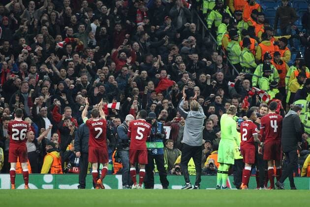 Manchester City v Liverpool UEFA Champions League Quarter Final Jurgen Klopp manager of Liverpool applauds the fans after the UEFA Champions League Quarter Final match against Manchester City at the Etihad Stadium, Manchester. Content Not Available For UK Newspapers Copyright: xMichaelxSedgwickx FIL-11629-0050