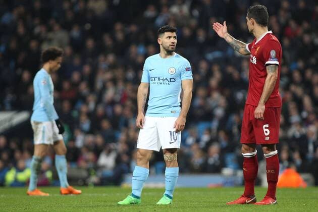 Manchester City v Liverpool UEFA Champions League Quarter Final Sergio Aguero of Manchester City during the game against Liverpool in the UEFA Champions League Quarter Final match at the Etihad Stadium, Manchester. Content Not Available For UK Newspapers Copyright: xMichaelxSedgwickx FIL-11629-0056