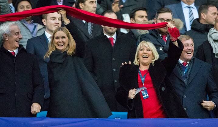 Ian Rush, Sue Black, Marina Dalglish And Kenny Dalglish with there red scarf during the UEFA Champions League QF 2nd leg match between Manchester City and Liverpool at the Etihad Stadium, Manchester, England on 10 April 2018. Copyright: xAndyxRowlandx PMI-1960-0015