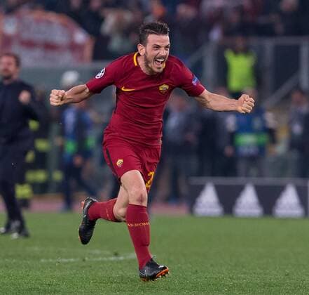 Fußball, CL, AS Rom - FC Barcelona April 10, 2018 - Rome, Italy - Alessandro Florenzi of Rome celebrate the victory during UEFA Champions League quarter final match between AS Roma and FC Barcelona Barca at Olympic Stadium. UEFA Champions League AS Roma vs FC Barcelona in Rome, Italy - 10 Apr 2018 - ZUMAs197 82728772st Copyright: xErnestoxVicinanzax