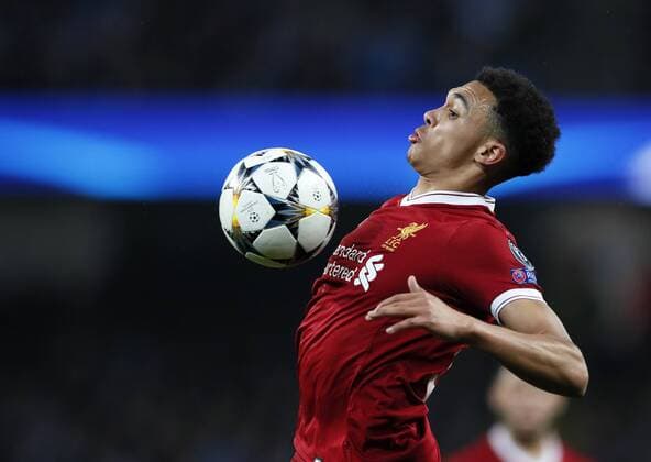 Liverpool s Trent Alexander-Arnold in action during the Champions League Quarter Final 2nd Leg match at the Etihad Stadium, Manchester. Picture date: 10th April 2018. Picture credit should read: David Klein Sportimage EDITORIAL USE ONLY. No use with unauthorised audio, video, data, fixture lists, club league logos or live services. Online in-match use limited to 120 images, no video emulation. No use in betting, games or single club league player publications.