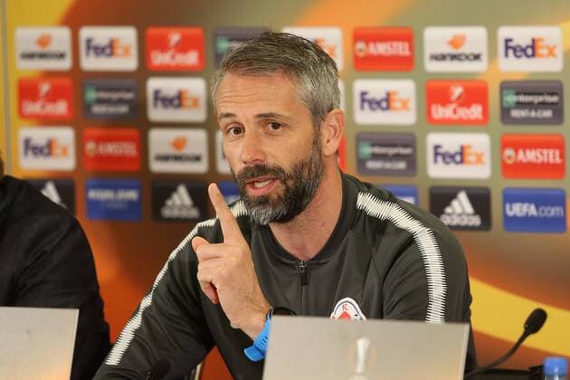 SOCCER - EL, RBS vs Lazio SALZBURG,AUSTRIA,11.APR.18 - SOCCER - UEFA Europa League, quarterfinal, Red Bull Salzburg vs SS Lazio, preview, press conference PK Pressekonferenz RBS. Image shows head coach Marco Rose (RBS). GEPAxpictures xMathiasxMandl