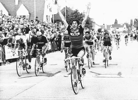 20100514 - BRUSSELS, BELGIUM: This file picture dated 29 June 1969 shows Italian Marino Basso (front), winning ahead of second placed Dutch Jan Janssen, third placed Roger De Vlaeminck, fourth placed Pieter Nassen, fifth placed Eddy Merckx, during the first stage Roubaix-Woluwe-Saint-Pierre - Sint-Pieters-Woluwe, of the 1969 edition of the Tour de France. ARCHIVES BELGAxARCHIVES  x20218928x