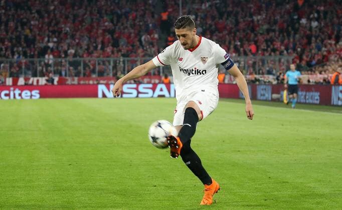UEFA Champions League FC Bayern Munich Sevilla FC Quarter-finals Relegation Quarter Finals 2nd leg 11 04 2018 at the Allianz Arena Season 2017 18 xmdx Sergio ESCUDERO 18 Sevilla FC Bayern Munich Muenchen Sevilla FC