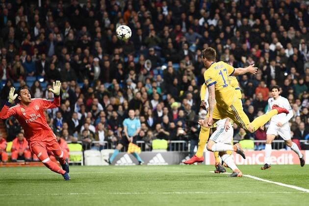 Fußball, CL, Real Madrid - Juventus Turin Mg Madrid (Spagna) 11 04 2018 - Champions League Real Madrid-Juventus foto Matteo Gribaudi Image nella foto: gol Mario Mandzukic 