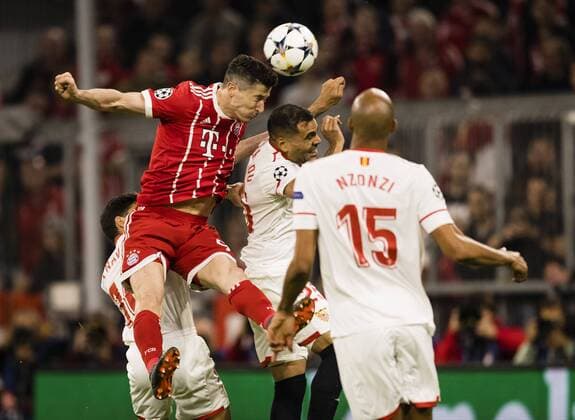 Munich 11 04 2018 Robert Lewandowski FCB injured FC Bayern Munich FC Sevilla