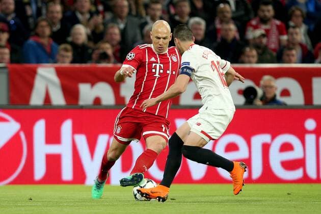 Arjen Robben FC Bayern Muenchen 10 Sergio Escudero Sevilla FC 18 FC Bayern Munich vs Sevilla FC Champions League Quarter-Finals Soccer 11 04 2018 Muenchen Copyright: xLanger Eibner-Pressefotox EP_HLR
