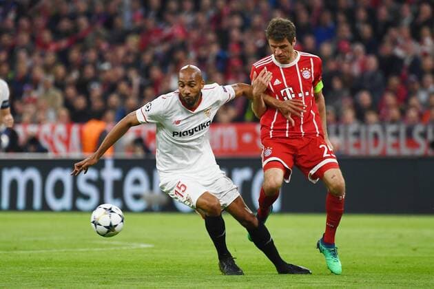 11 04 2018 xjhx Football Champions League FC Bayern Muenchen FC Sevilla emspor v Steven NZonzi Sevilla FC Thomas Mueller FC Bayern Munich Muenchen