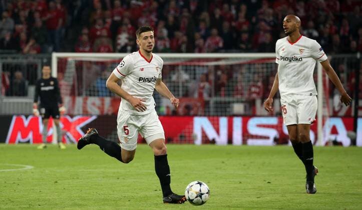 UEFA Champions League FC Bayern Munich Sevilla FC quarter-finals Relegation Quarter Finals 2nd leg 11 04 2018 in the Allianz Arena Season 2017 18 xmdx Clement LENGLET 5 Sevilla FC Bayern Munich Muenchen Sevilla FC