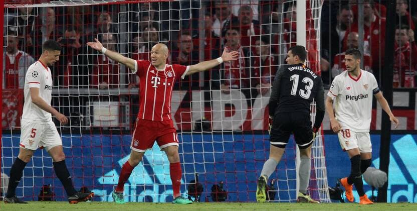 UEFA Champions League FC Bayern Munich Sevilla FC Quarter-finals Relegation Quarter Finals 2nd leg 11 04 2018 at the Allianz Arena Season 2017 18 xmdx Arjen ROBBEN 10 FC Bayern Muenchen FC Bayern Muenchen Sevilla FC
