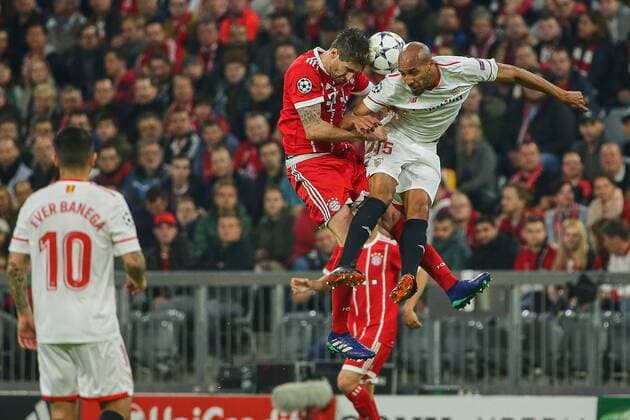Munich Germany 11 04 2018 UEFA Champions League 2017 18 Season Quarter finals Second leg FC Bayern Muenchen Sevilla FC Javi Martinez FCB and Steven N Zonzi FCS in a duel DeFodi501