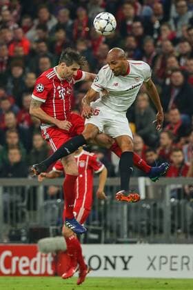 Munich Germany 11 04 2018 UEFA Champions League 2017 18 Season Quarter finals Second leg FC Bayern Muenchen Sevilla FC Javi Martinez FCB and Steven N Zonzi FCS in a duel DeFodi501