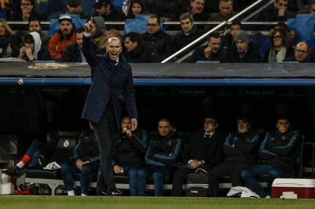 11th April 2018, Santiago Bernabeu, Madrid, Spain; UEFA Champions League football, quarter final, second leg, Real Madrid versus Juventus; Zinedine Zidane Coach of Real Madrid gets annoyed as his team slip behind  ActionPlus12012196