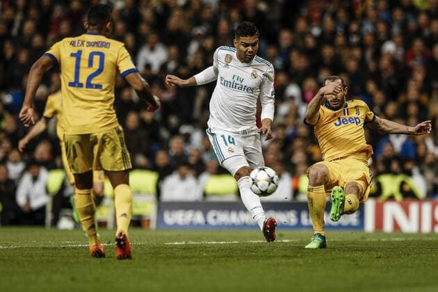 11th April 2018, Santiago Bernabeu, Madrid, Spain; UEFA Champions League football, quarter final, second leg, Real Madrid versus Juventus; Carlos Enrique Casemiro (Real Madrid) drives forward on the ball  ActionPlus12012197