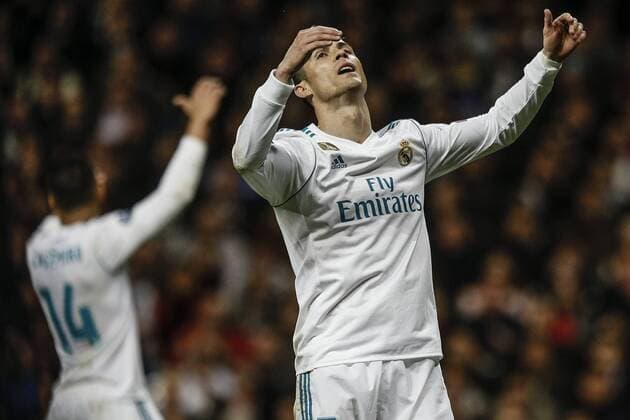 11th April 2018, Santiago Bernabeu, Madrid, Spain; UEFA Champions League football, quarter final, second leg, Real Madrid versus Juventus; Cristiano Ronaldo (Real Madrid) frustrated as he misses a good goal scoring chance  ActionPlus12012199