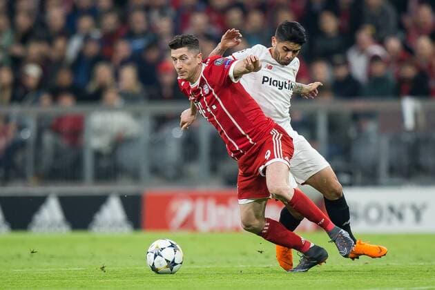 11.04.2018 MONACHIUM, PILKA NOZNA (FOOTBALL), UEFA LIGA MISTRZOW (UEFA CHAMPIONS LEAGUE), SEZON 2017 2018 , 1 4 FINAL (QUARTER-FINALS) MECZ FC BAYERN MONACHIUM - SEVILLA FC (FC BAYERN MUNCHEN - SEVILLA FC) NZ ROBERT LEWANDOWSKI FOTO LUKASZ SKWIOT CYFRASPORT NEWSPIX.PL --- Newspix.pl  20180411CSLS0047