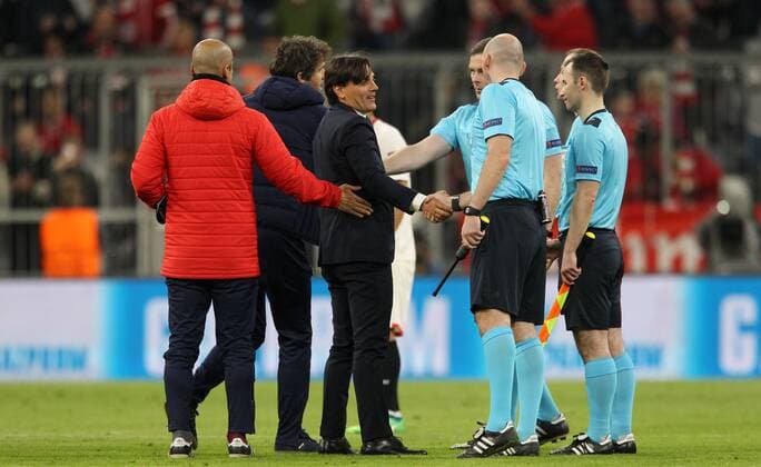 UEFA Champions League FC Bayern Munich Sevilla FC Quarter-finals Relegation Quarter Finals 2nd leg 11 04 2018 in the Allianz Arena Season 2017 18 xmdx 0 0 Finals Vincenzo MONTELLA Coach Sevilla FC Bayern Munich Muenchen Sevilla FC