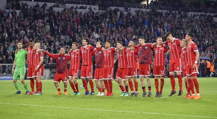 11 04 2018 Football UEFA Champions League 2017 2018 Quarter-finals 2nd leg FC Bayern Munich Sevilla FC in the Allianzarena Munich Bayerns final victory after the semi-finals