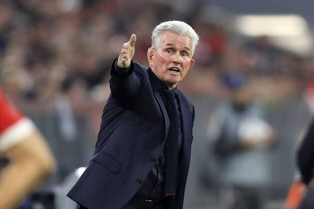 11 04 2018 Football UEFA Champions League 2017 2018 Quarter-finals 2nd leg FC Bayern Munich Sevilla FC in Allianz Arena Munich Coach Jupp Heynckes FC Bayern Munich give instructions
