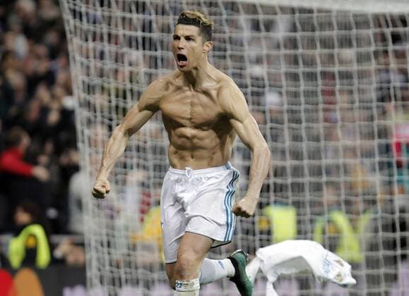 Soccer match between Real Madrid and Juventus, second leg of quarter finals of the Champions League 2017 2018, held at the Santiago Bernabeu stadium, in Madrid. (Photo: Jose Cuesta 261 Cordon Press). Cristiano Ronaldo celebrates after scoring.  xJosexLuisxCuestax xx
