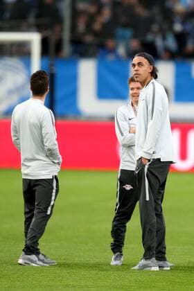 Yussuf Poulsen RB Leipzig 9 before the match Olympique Marseille vs RB Leipzig UEFA Europa League quarter-finals Rueckspiel Soccer 12 04 2018 Marseille Copyright: xLanger Eibner-Pressefotox EP_HLR
