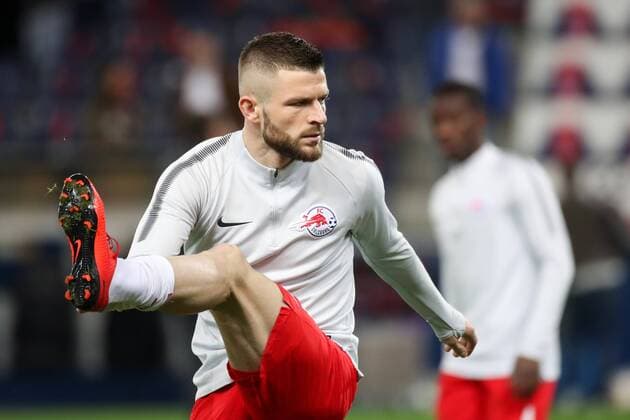 SOCCER - EL, RBS vs Lazio SALZBURG,AUSTRIA,12.APR.18 - SOCCER - UEFA Europa League, quarterfinal, Red Bull Salzburg vs SS Lazio. Image shows Valon Berisha (RBS). GEPAxpictures xChristianxWalgram