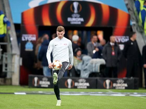 Timo Werner RB Leipzig 11 alone in the warm-up Olympique Marseille vs RB Leipzig UEFA Europa League quarter-final match football 12 04 2018 Marseille Copyright: xLanger Eibner-Pressefotox EP_HLR