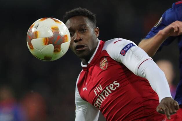 MOSCOW, RUSSIA - APRIL 12, 2018: Arsenal F.C. s Danny Welbeck in action in the 2017-2018 UEFA Europa League quarterfinal second leg football match against CSKA Moscow at VEB Arena (Arena CSKA). Sergei Bobylev TASS  TS07BA35
