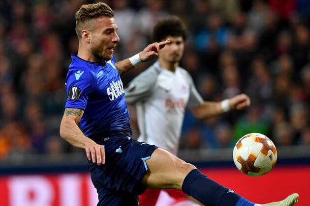 SOCCER - EL, RBS vs Lazio SALZBURG,AUSTRIA,12.APR.18 - SOCCER - UEFA Europa League, quarterfinal, Red Bull Salzburg vs SS Lazio. Image shows Ciro Immobile (Lazio). GEPAxpictures xFlorianxErtl