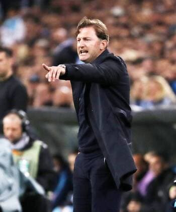 Marseille RB Leipzig Soccer Euro League Marseille 12 04 2018 Stade Velodrome Soccer UEFA Euro League Quarter Finals 2nd leg Olympique Marseille vs RB Leipzig Coach Ralph Hasenhüttl Hasenhuettl RB Leipzig