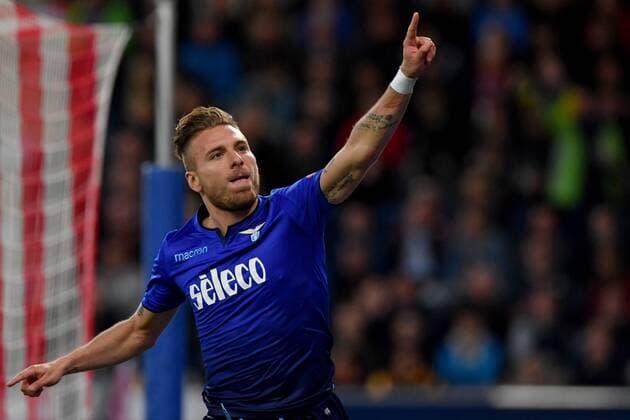 SOCCER - EL, RBS vs Lazio SALZBURG,AUSTRIA,12.APR.18 - SOCCER - UEFA Europa League, quarterfinal, Red Bull Salzburg vs SS Lazio. Image shows the rejoicing of Ciro Immobile (Lazio). GEPAxpictures xFlorianxErtl