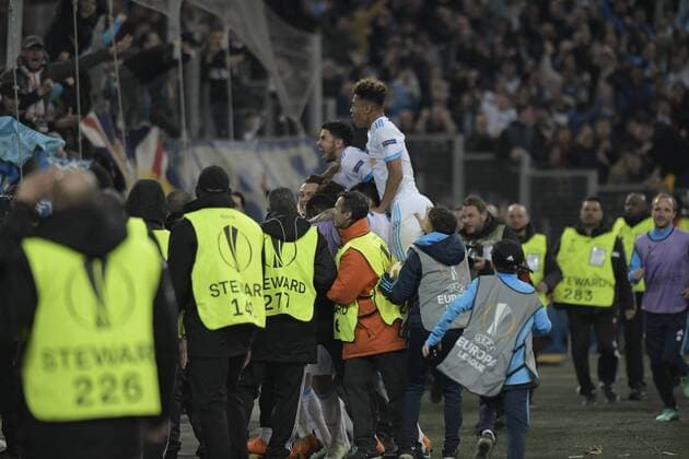 Payet (OM)- Joie But FOOTBALL : Marseille vs RB Liepzig - Europa League - 12 04 2018 FranckPennant Panoramic 