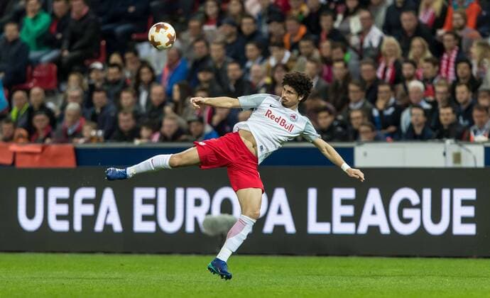 Salzburg Austria 12 04 2018 UEFA Europa League 2017 18 Season Quarter finals Second leg Red Bull Salzburg Lazio Andre Ramalho FCS in action DeFodi507