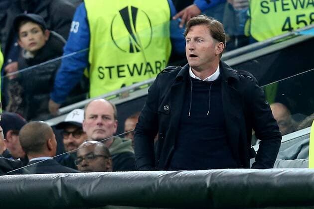 Coach Ralph Hasenhuettl RB Leipzig behind the barrier Olympique Marseille vs RB Leipzig UEFA Europa League quarter-final match football 12 04 2018 Marseille Copyright: xLanger Eibner-Pressefotox EP_HLR