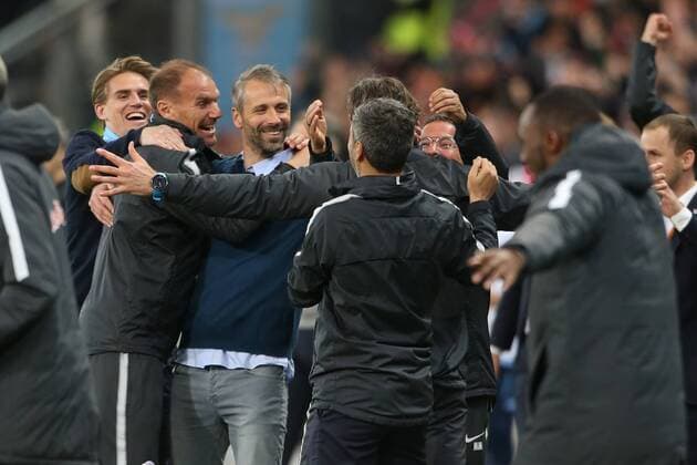 SOCCER - EL, RBS vs Lazio SALZBURG,AUSTRIA,12.APR.18 - SOCCER - UEFA Europa League, quarterfinal, Red Bull Salzburg vs SS Lazio. Image shows the rejoicing of head coach Marco Rose (RBS). GEPAxpictures xMathiasxMandl