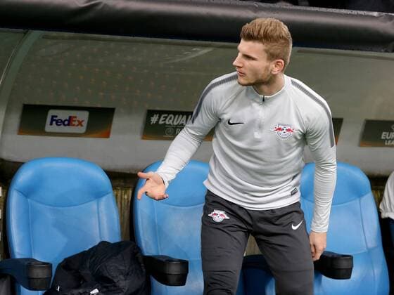Timo Werner RB Leipzig 11 at the bench Olympique Marseille vs RB Leipzig UEFA Europa League quarter-final match football 12 04 2018 Marseille Copyright: xLanger Eibner-Pressefotox EP_HLR
