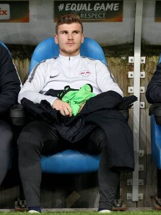 Timo Werner RB Leipzig 11 at the bench Olympique Marseille vs RB Leipzig UEFA Europa League quarter-final match football 12 04 2018 Marseille Copyright: xLanger Eibner-Pressefotox EP_HLR