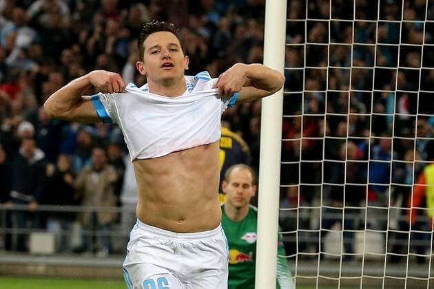 Florian Thauvin Olympique Marseille 26 Cheers after the 3 1 Olympique Marseille vs RB Leipzig UEFA Europa League quarter-final match football 12 04 2018 Marseille Copyright: xLanger Eibner-Pressefotox EP_HLR